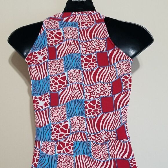 Red Multicolored Animal Print Dress Sz small - Picture 8 of 9